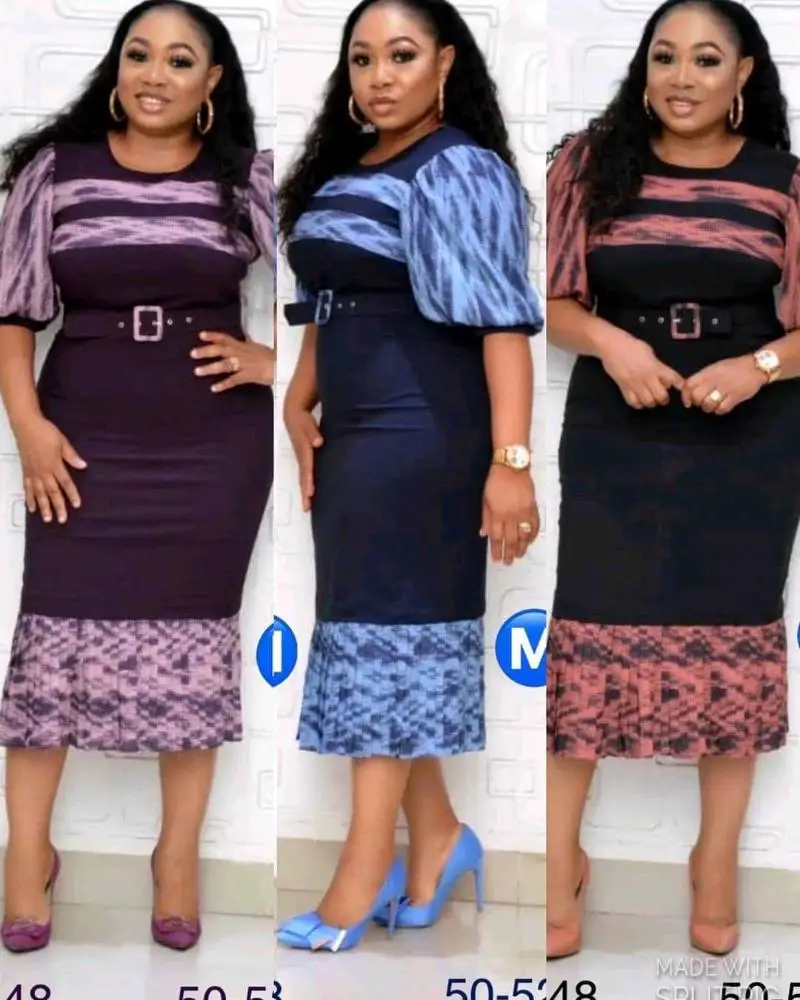 

Elegant African Business Stripe Print Mama Dress