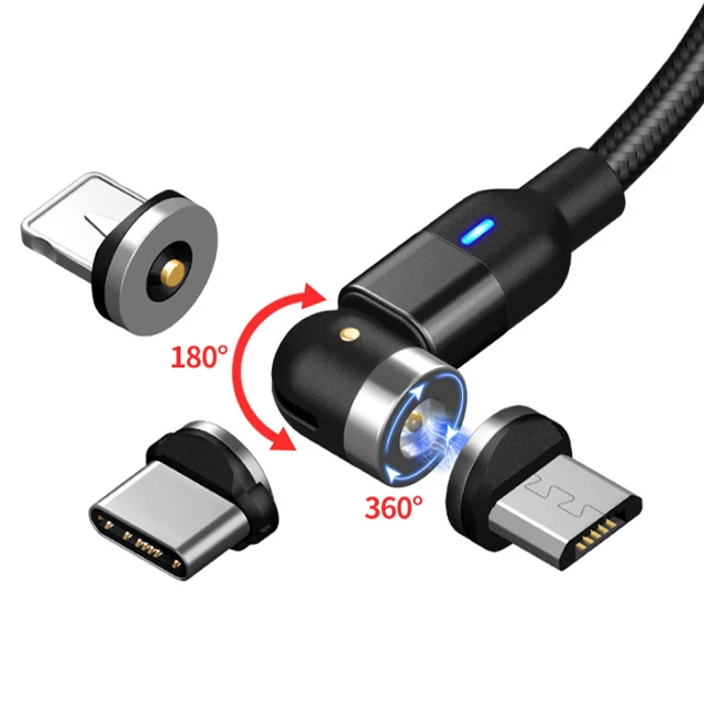 

Free Shipping Settpower High Quality 540 Degree Rotate 1M Charging Cable Alloy New Updated Magnetic Cable Micro Usb For Phone