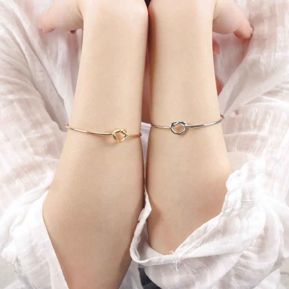 

Trendy Round Circular Knot Cuff Bangle Bracelets For Women Elegant Gold Bracelet Noeud Armband Pulseiras, Gold. silver