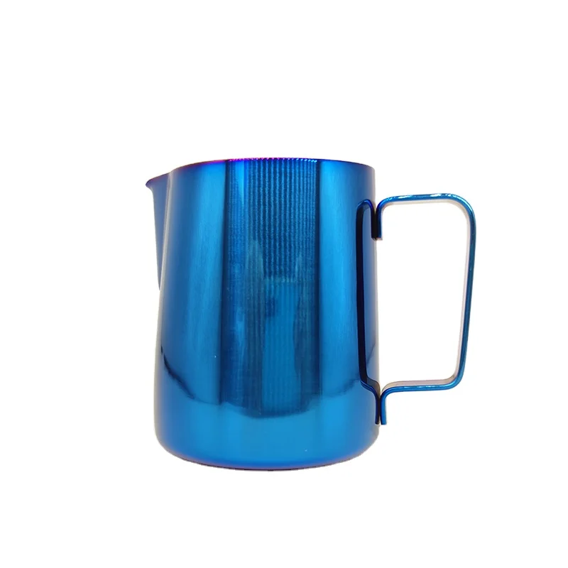 Factory Custom Blue 350ml Barista Stainless Steel Latte Coffee Milk Jug Metal Water Kettle / Pot for Home Use Tea