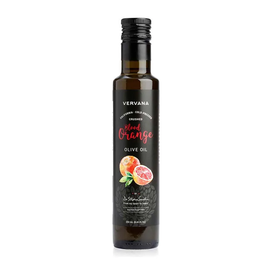 
Premium Quality Vervana California Cold-Pressed Crushed Blood Orange Flavored Olive Oil 250 ml (8.45 FL OZ) 