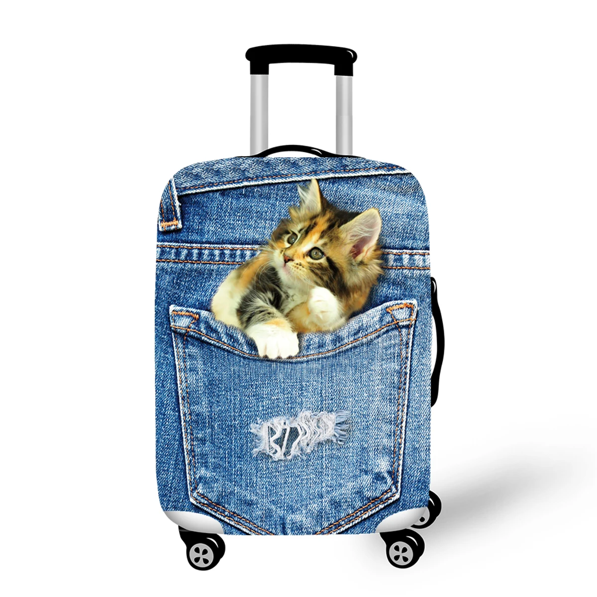 

Capa de bagagem cute cat design print luggage cover for kids spandex luggage protector covers with zipper, Full printing color