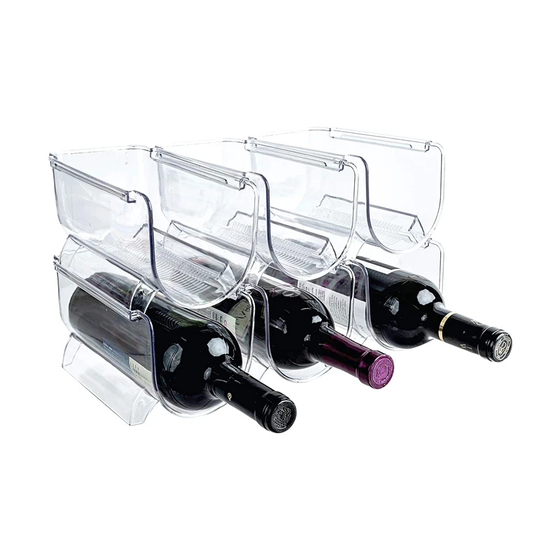 

Stackable Wine Rack for Kitchen Countertops Pantry Fridge Bars Acrylic Free Standing Wine Shelf Holds Beer Pop Soda Cans, Transparent