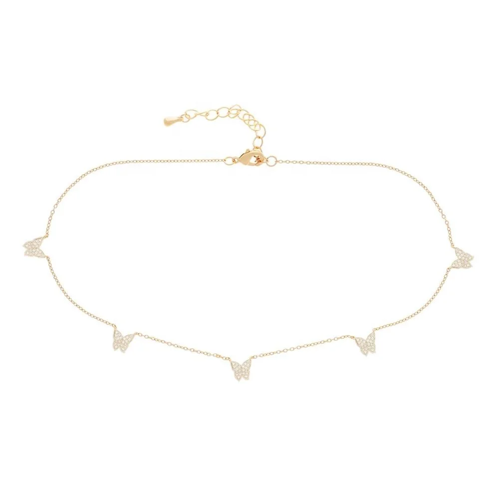 

LOZRUNVE Custom 925 Silver Jewelry Women Butterfly Charm Necklace Choker