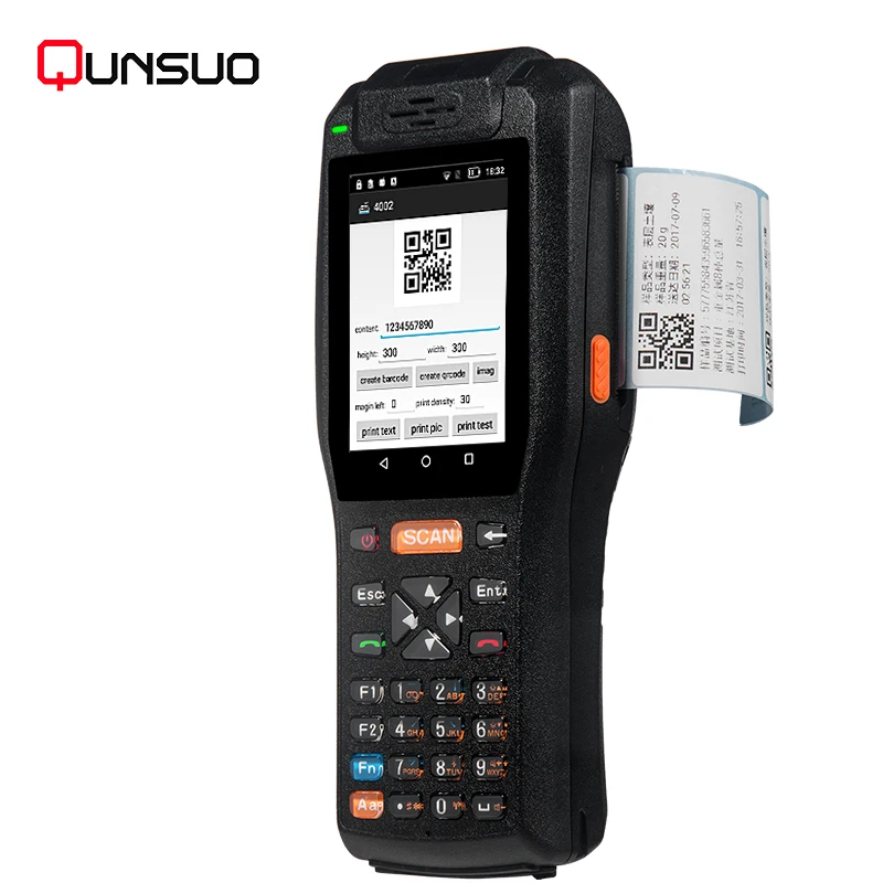 

IP65 Industrial 4G Portable Barcode Scanner Handheld Android PDA with Built in Thermal Printer