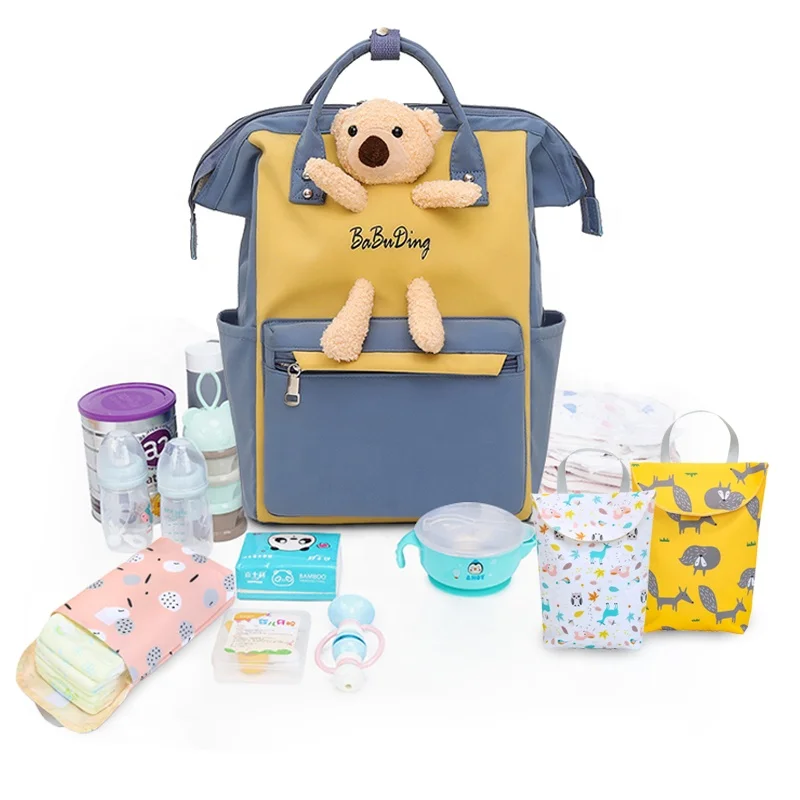 

wholesale waterproof 3 in 1 baby diaper bag nappy wet bag backpack with changing mat station, Customized color