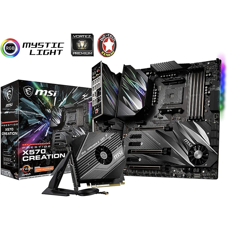 

MSI PRESTIGE X570 CREATION E-ATX Gaming Motherboard with AMD AM4 Socket X570 Chipset Support 2nd and 3rd Gen Ryzen Processors