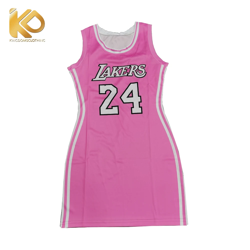 

Custom sexy white pink 24 Kobe basketball jersey dress for women fashion uniform, Customized colors
