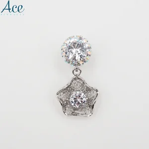 Big Diamond Silver Rhinestone Embellishments Flower Pendant Charm for Necklace