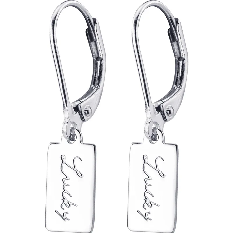 

E2262 Silver Trending Custom Jewelry Sterling Silver 925 Plated 14K Gold Ear Buckle English Alphabet Gift Pendant Earrings