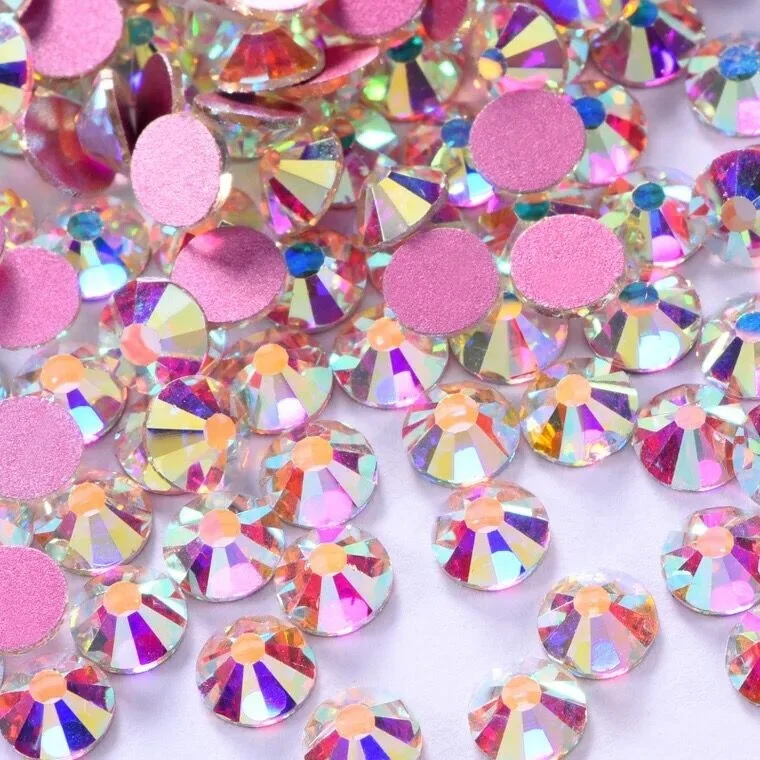 Pujiang Rose Golden AB Non-Hot Fix Crystal Nail Art Rhinestones Flatback Base Crystal Loose Rhinestones