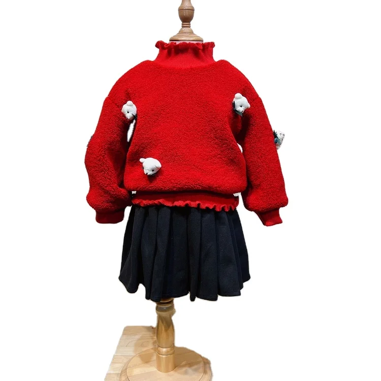 

2021 Kids Clothes Winter Sets Girls Hoodie and Skirt 2 Sets Christmas Gift Sweater