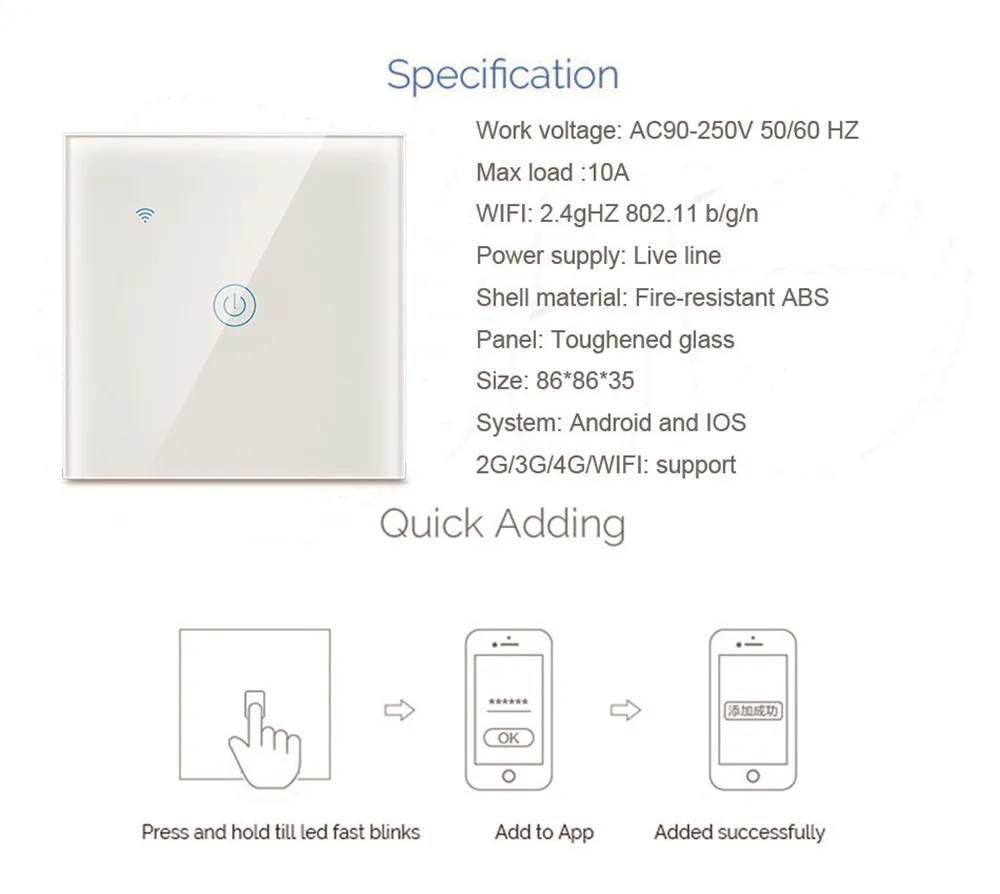 2GANG Switch/Smart Wireless Touch Switch Wifi EU+UK Europe Kingdom Standard Compatible with Alexa/GoogleHome/IFTTT - ANKUX.COM