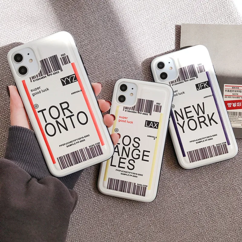 

Fashion Airport cool Plane Ticket Barcode Case for iPhone 11 Pro Max 11Pro 11 7 8 X XR Xs Max