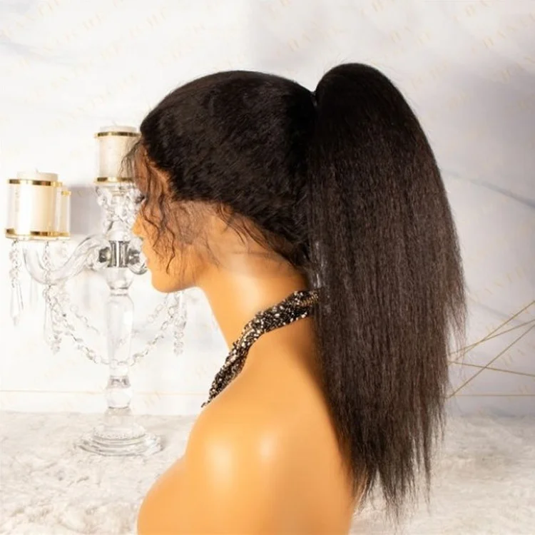 

Cheap Human Hair Wigs For Black Women, Ponytail 13x6 Lace Front Wig Straight Hair, Unprocessed Virgin Full Lace Wig