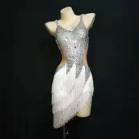 

Silver Tassel Crystal Mini Sleeveless Strappy Custom Party Outfit