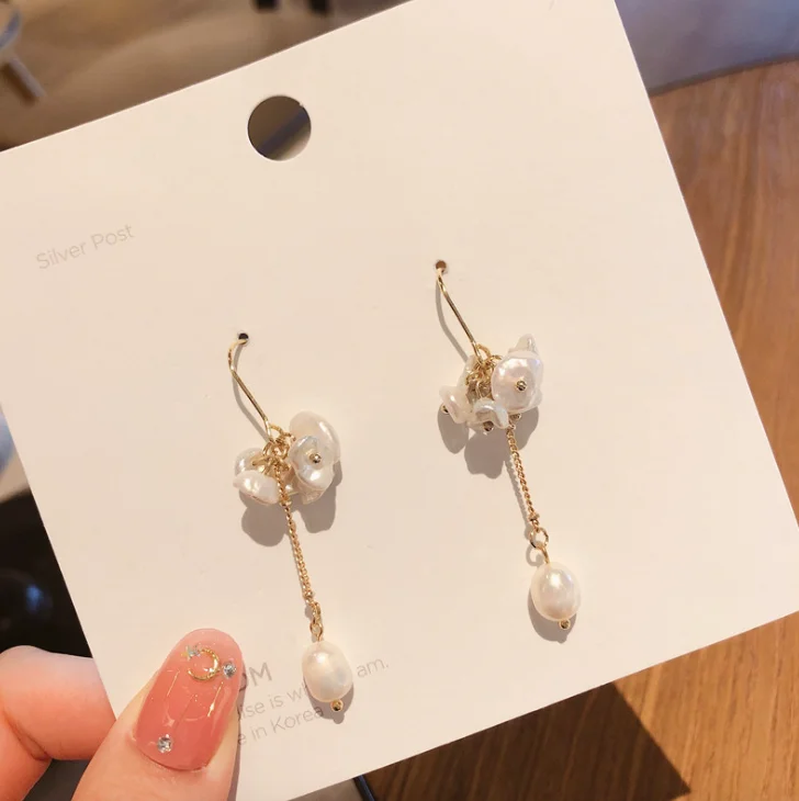 

Jialin jewelry flower Original small fresh Baroque freshwater net red ear hook Korean super fairy female baroque pearl earrings