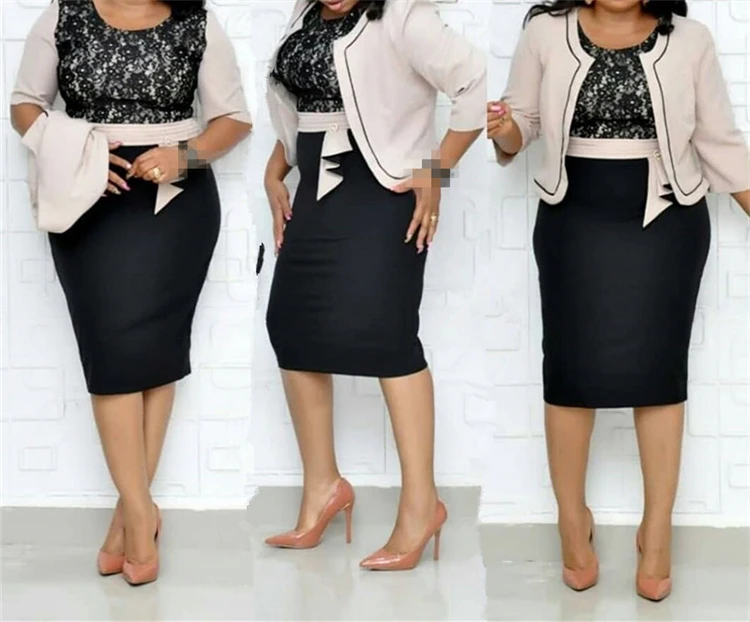 

Wholesale formal plus size dresses XL XXL XXXL XXXXL trendy two piece african ladies dress set