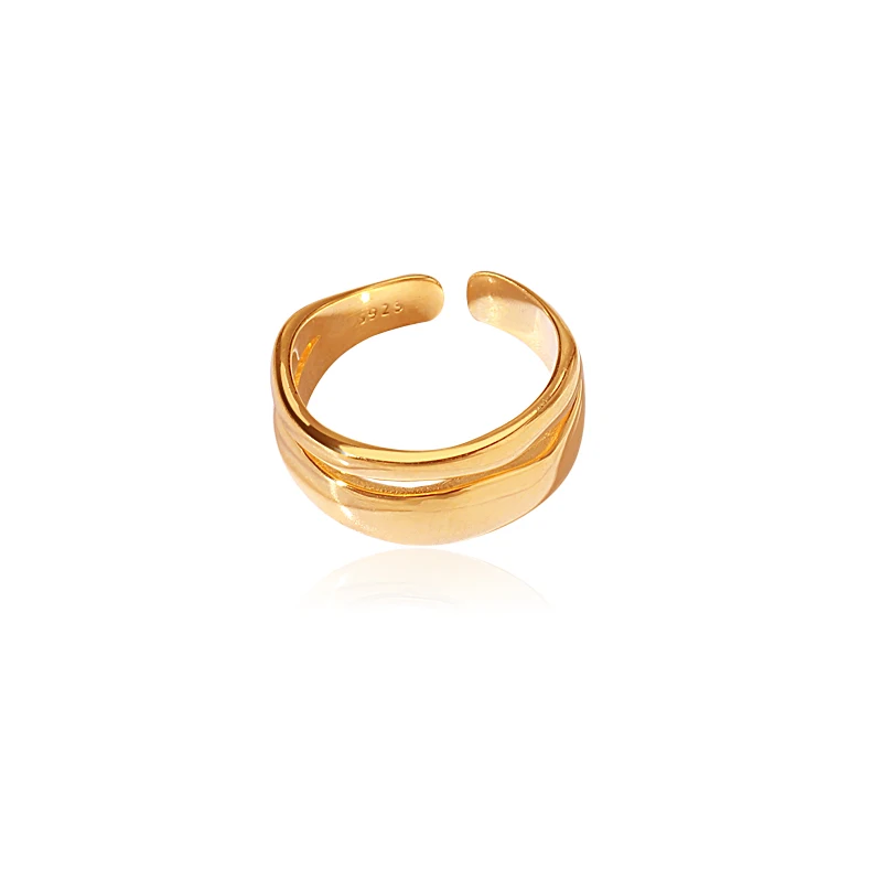 

Fukarni 3.55 Gram Minimalist Rings 925 Sterling Silver Gold Vermeil Cocktail Ring KR004