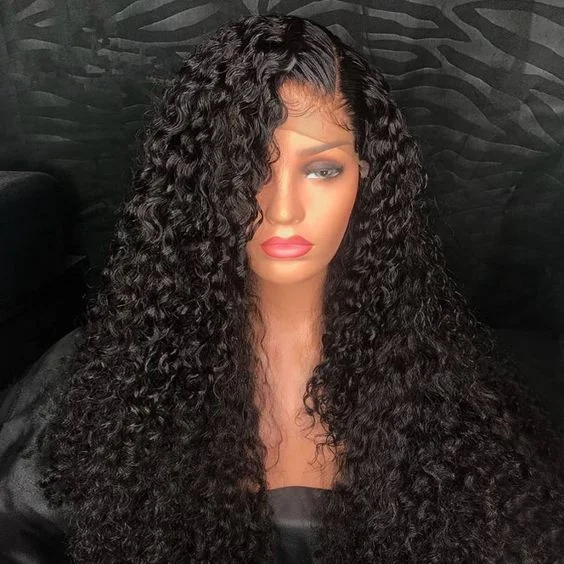 

13x6 Deep Curly Lace Front Wigs Curly Peruvian Remy Human Hair Wigs For Women 150% Density Deep Hairline With Baby Hair Wigs, Natural color