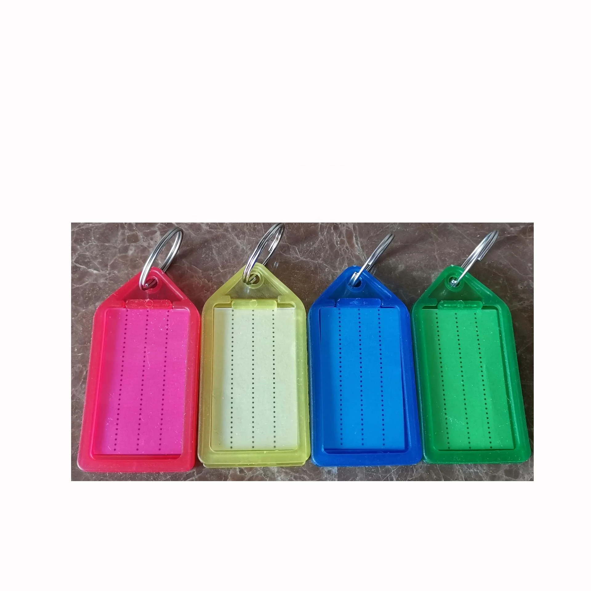 

Cheap Plastic Key Tags Mix Color ID Label Name Tags With Ring