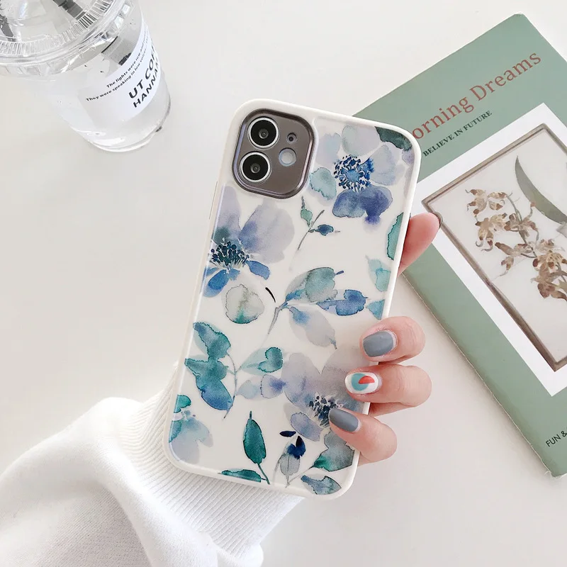 

Luxury Flower Case for iPhone 12 Mini 11 Pro Max X XR XS Max 8Soft TPU Bumper Back Cover