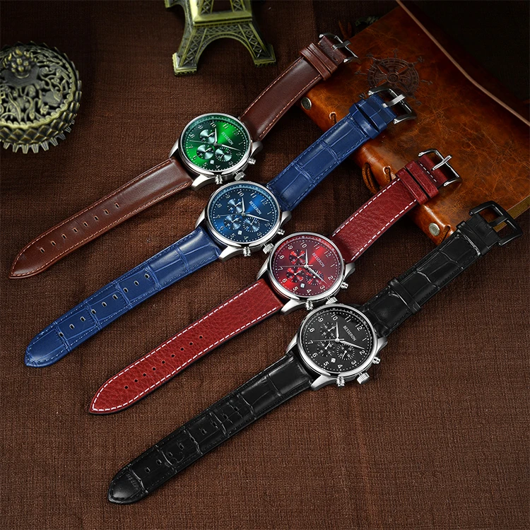 

Waterproof Multifunctional Men Wristwatches Custom 316L Stainless Steel Cow Leather Strap Men Watch, Customized colors