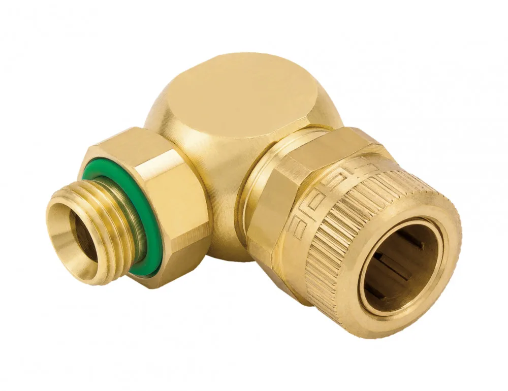 Elbow screw-in connector, brass fitting, dezincification resistant, for cooling water, FKM seals - VT2540 LIQUIDLINE - Eisele