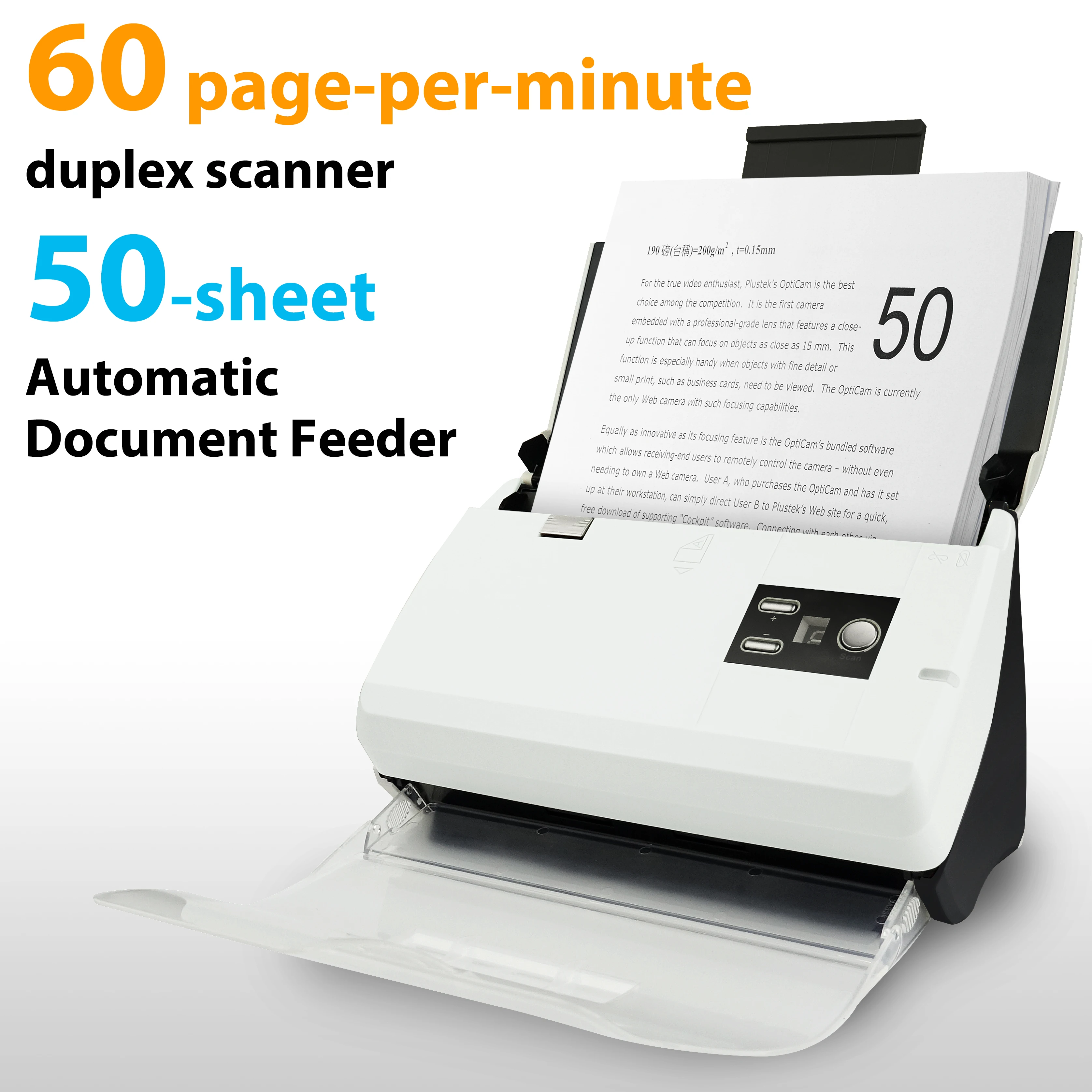 

Plustek PS30D Duplex Document Scanner - with Automatic Document Feeder and searchable PDF Function by Abbyy OCR. for Mac/Windows