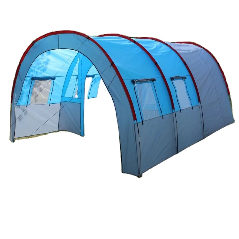 

Large Camping tent Waterproof Canvas Fiberglass 5 8 People Family Tunnel 10 Person Tents equipment outdoor mountaineering Party