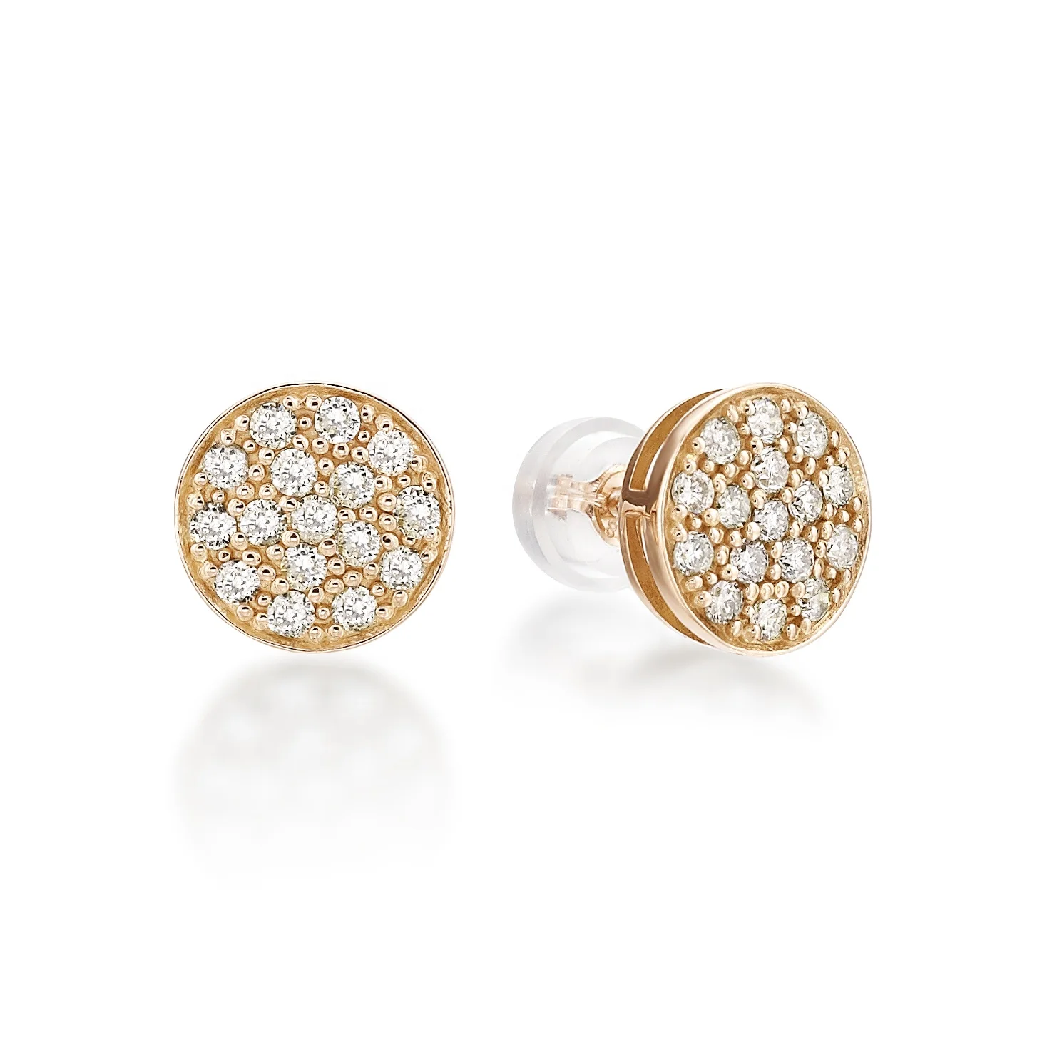 

JMW Japan Manufacturer Yellow gold Pink gold Natural Diamond Jewellery 18K gold Round Circle Earrings Fashion Jewelry 0.4ct