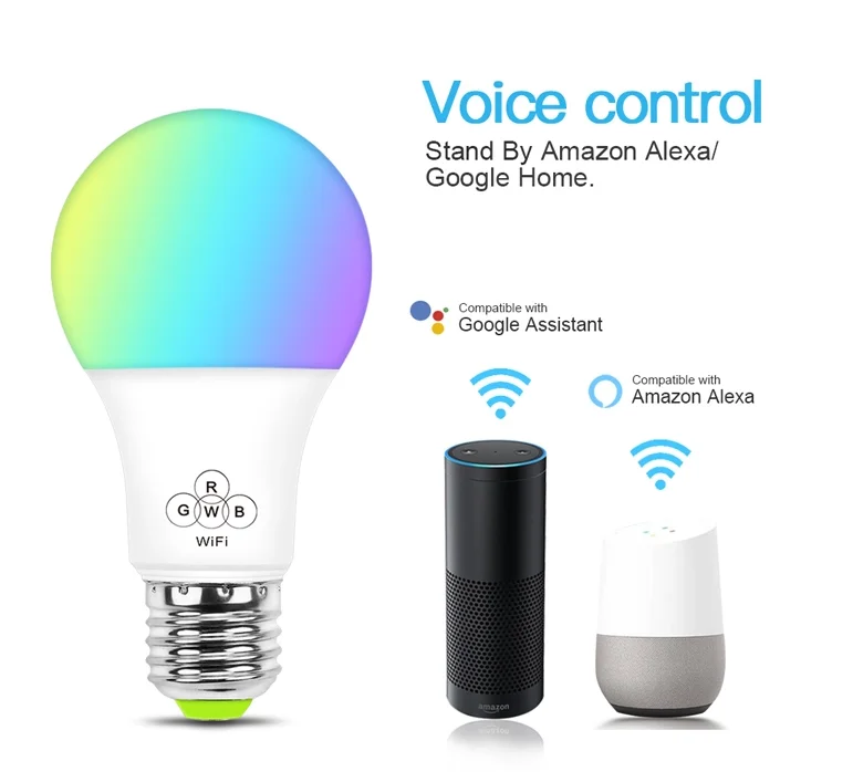 Amazon Alexa Compatible Wifi Smart Rgb Cct Controller Led Light Bulb With E26 Base