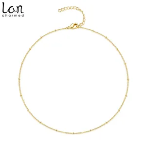 Lancharmed Gold Color Bead Chain Necklace Satellite Chain Choker Necklace 2
