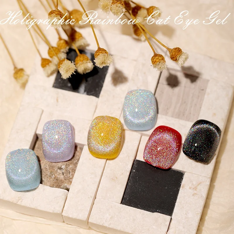 

AS 15ml Nail Painting Private Label 3D Holigraphic Rainbow Cat Eye Gel