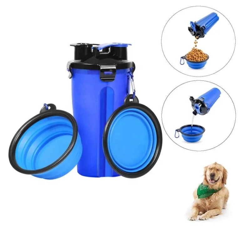 

Portable Pet Water Bottle + Dog Bowl Cat Feeder Fog Food Container Dog Food Bowl Pet Travel Set For Dog and Cat, Red, yellow, blue, green, light pink, white, black