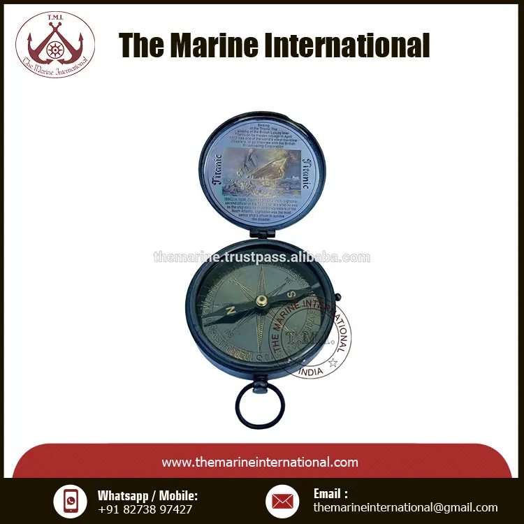 Black Antique Ship Compass Collectible Nautical 1912 Sinking Of The