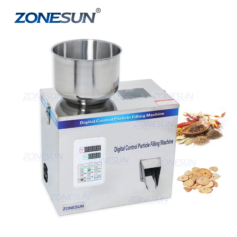 

ZONESUN 1-200G Particle Packing Machine Tea Candy Hardware Nut Filling Machine Automatic Powder Tea Surge Filling Machine