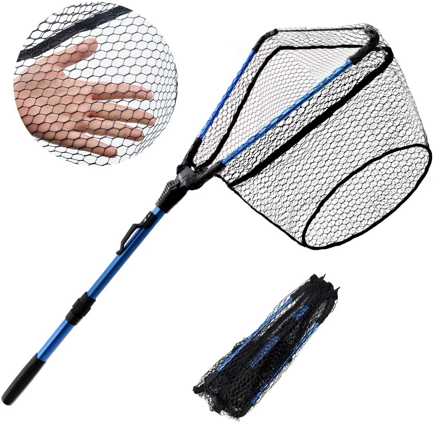 

Fishing Net Fish Landing Nets Collapsible Telescopic Sturdy Pole Handle for Saltwater Freshwater