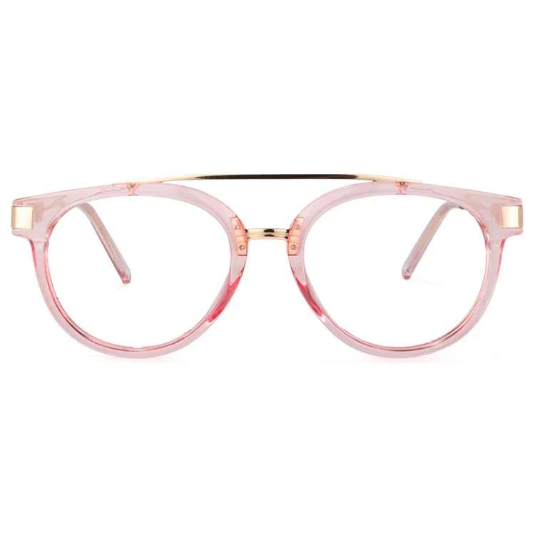 

Trendy Custom Made Unisex Wide Double Bridge Gold Crystal Stocks Optical Eyewear Frame, 5 colors