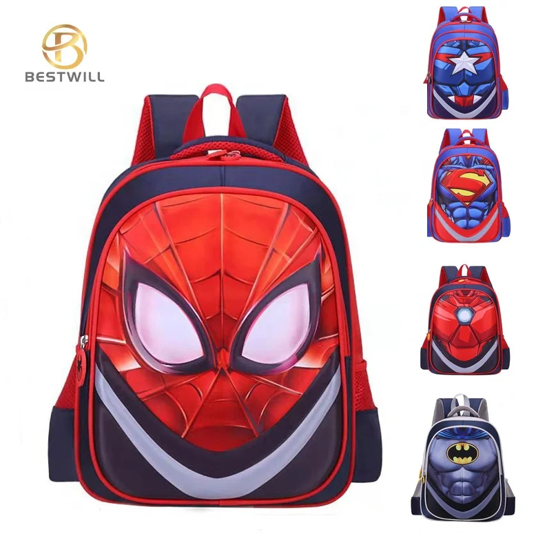 

BESTWILL Wholesale Cartoon Back Packs New Design School Backpack Child Kids Bookbag Kids Backpack School Bags, Dark blue, light blue, black, rose red