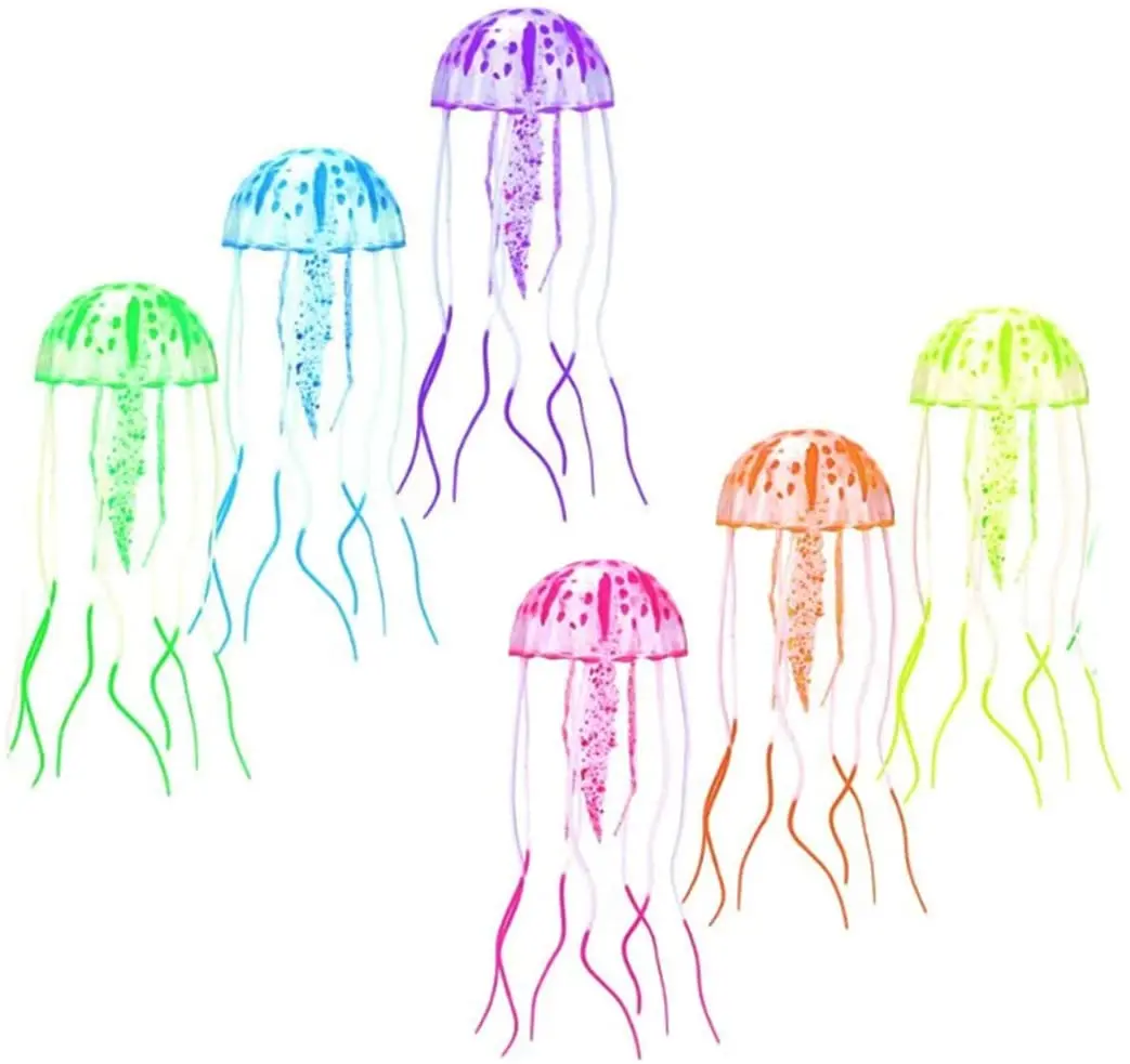 

Glowing Jellyfish Fish Tank Ornament Aquarium Silicone Decoration.Size: Medium