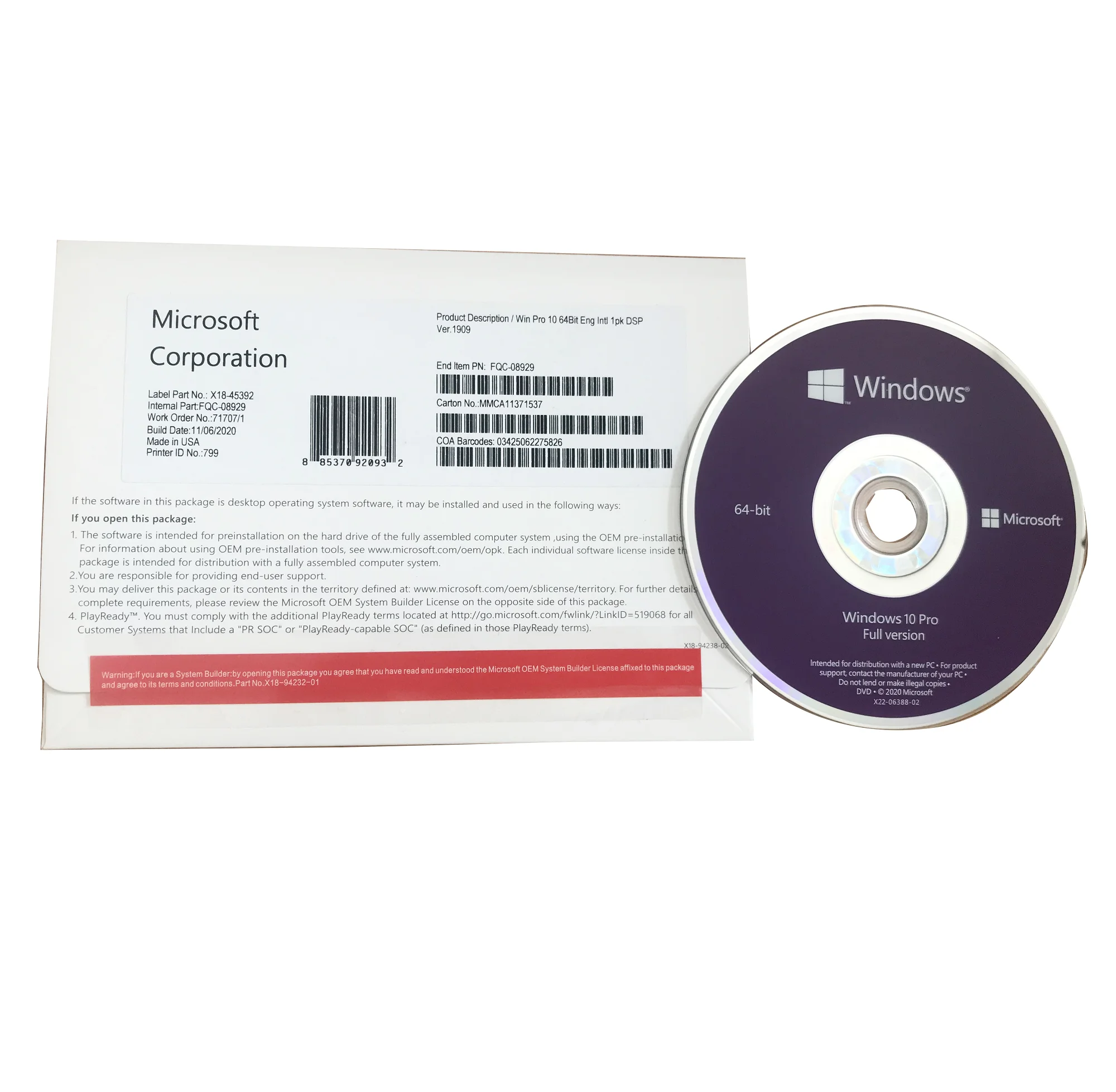 

Windows 10 Professional OEM DVD 64 bit | English 1 PC DVD Original Activation Key Lifetime License