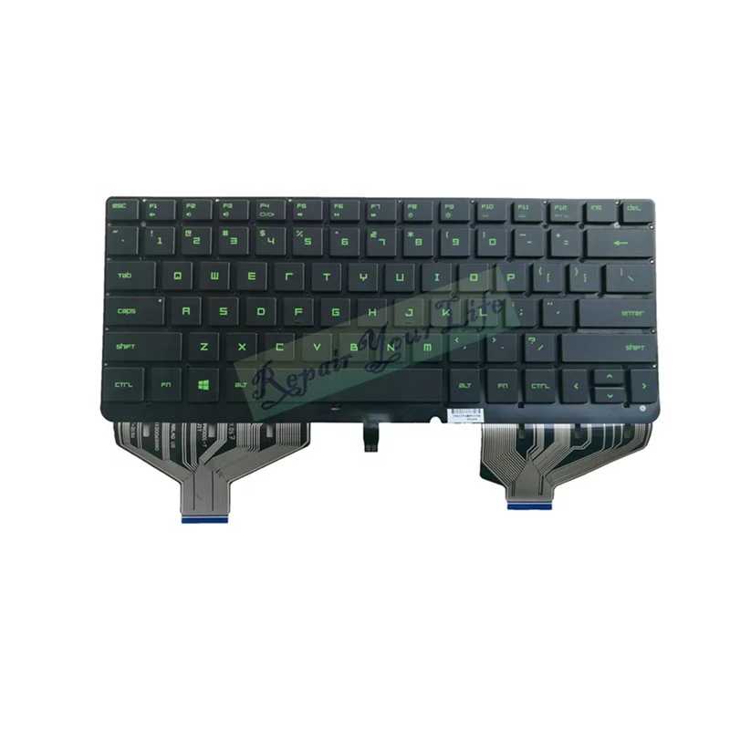 

US English language laptop keyboard for Razer rz09 RZ09-0130 RZ09-0102 11401547-00 black with green words keyboard fashionable