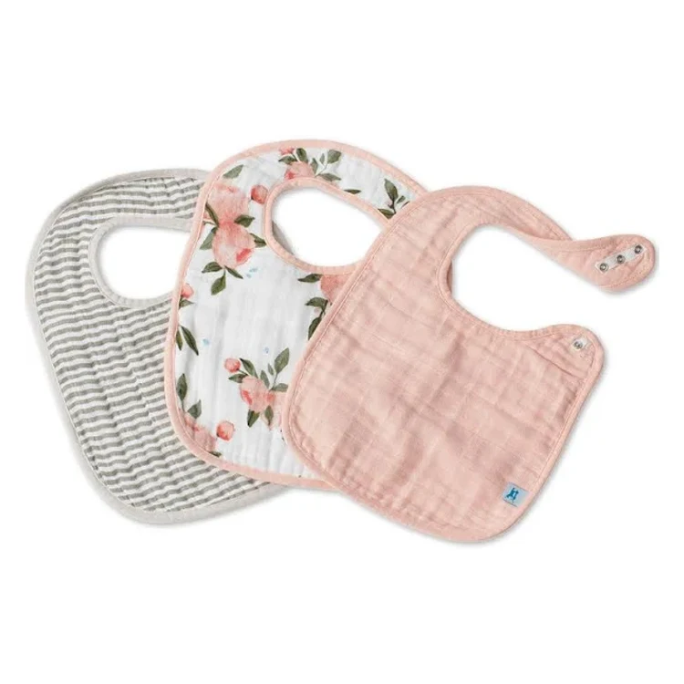 

2020 Wholesales Customized 100% Organic Cotton Interlock Snap Button Baby Bibs