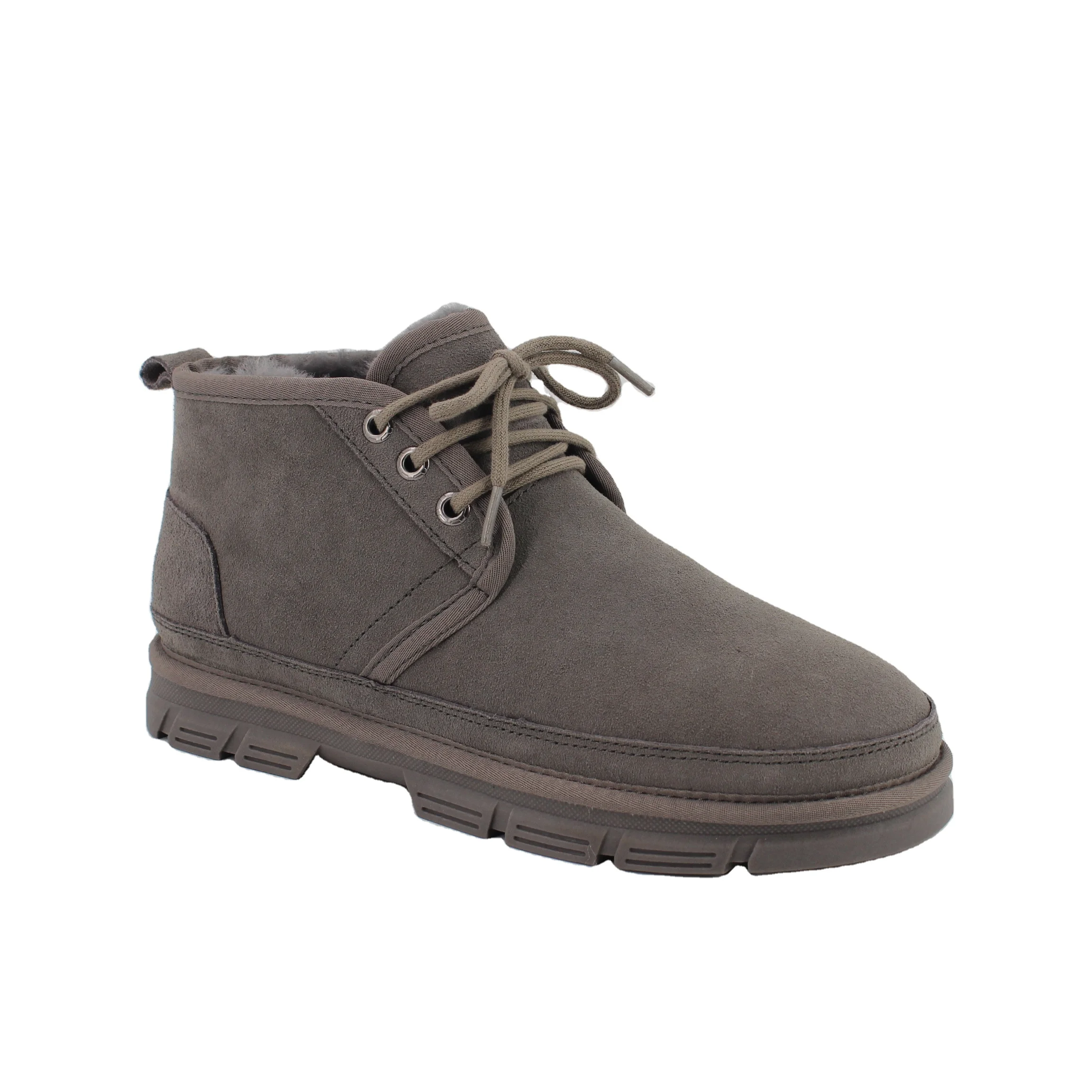 

New Design Wholesale Sheep fur Cow suede Waterproof Lace-up Boat Men shoes Snow boots Large Size, Customized color