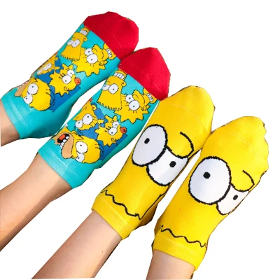 

Fashion Funny Novelty Couple Adults Cartoon Animation Simpsons No Show Short Socks, Custom color