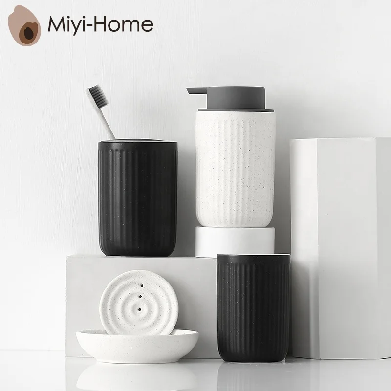 

High quality bathroom set ceramic western hotel soap dispenser soap dish bathroom accessory matte glazed