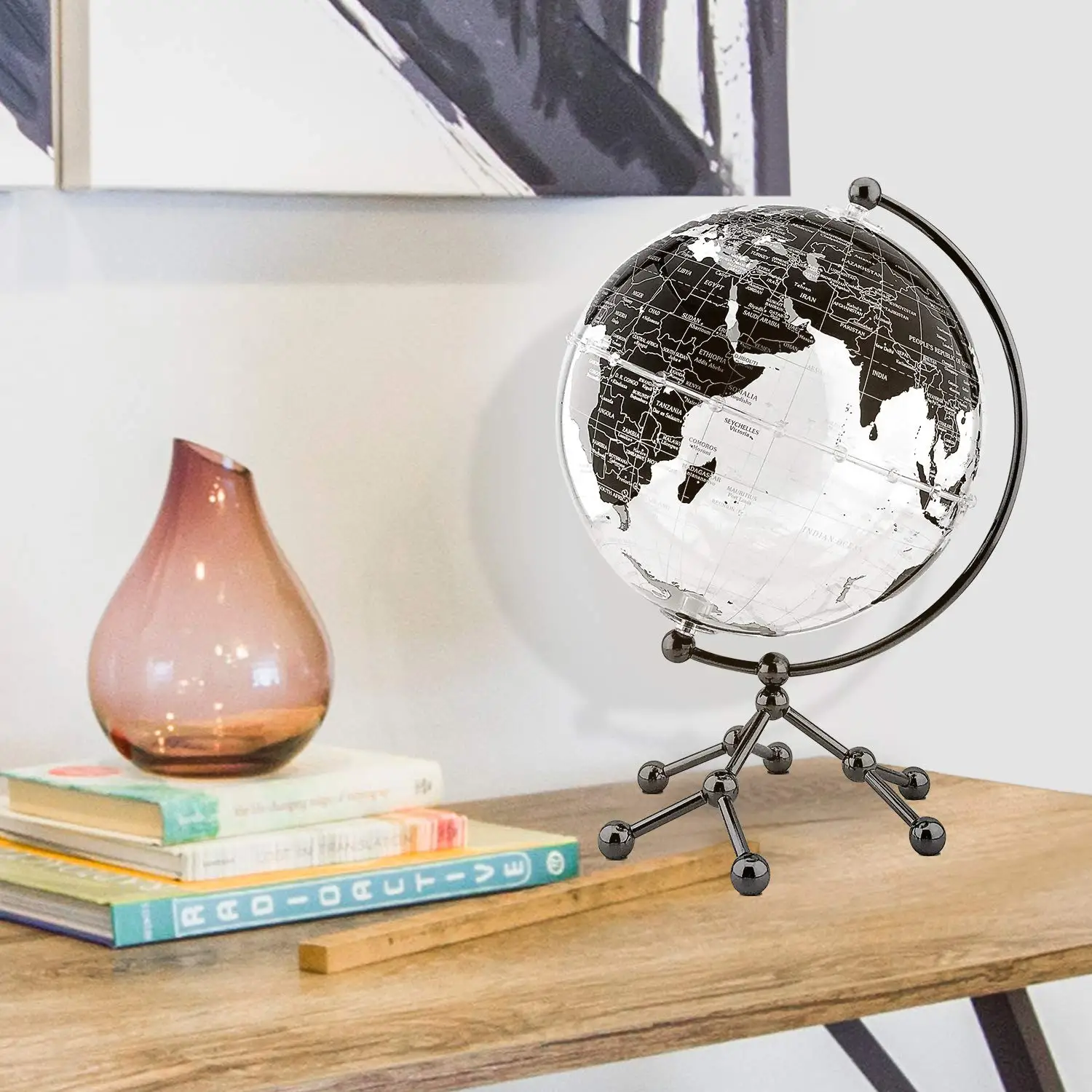 1pc Clear Crystal Earth Globe Decorative Ornament For Home, Photo