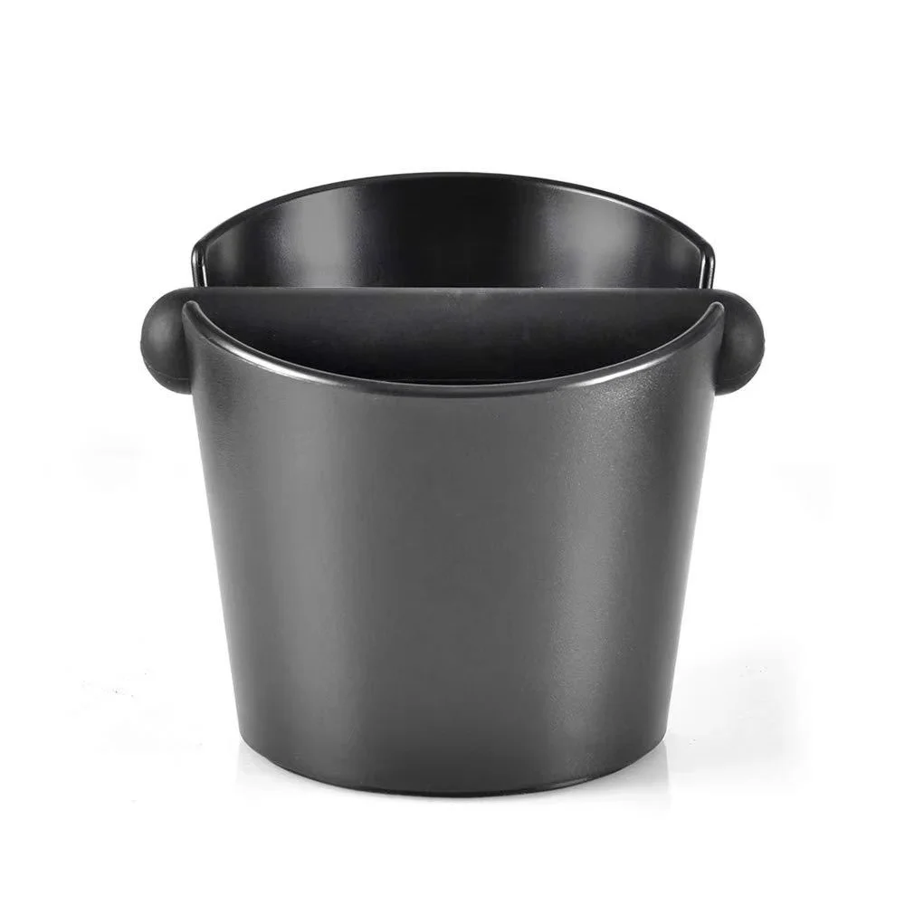 

Hot sale knock box espresso mini grind container knock box silicone round coffee knock box, Black