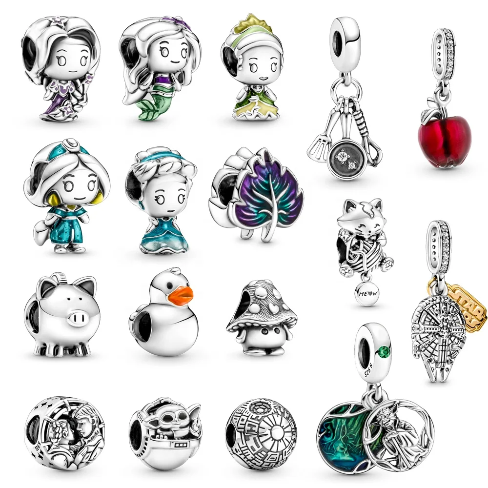 

2021 New arrival cartoon DIY charms for bracelet 925 Sterling silver jewelry making Fit DIY bracelet, Silver color